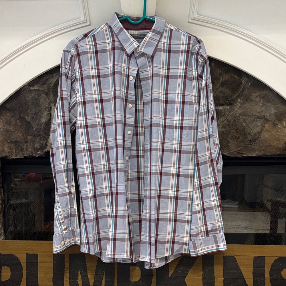 Classic Men’s Coupe Ajustee Plaid Button-Down Shirt size XL Slim Fit